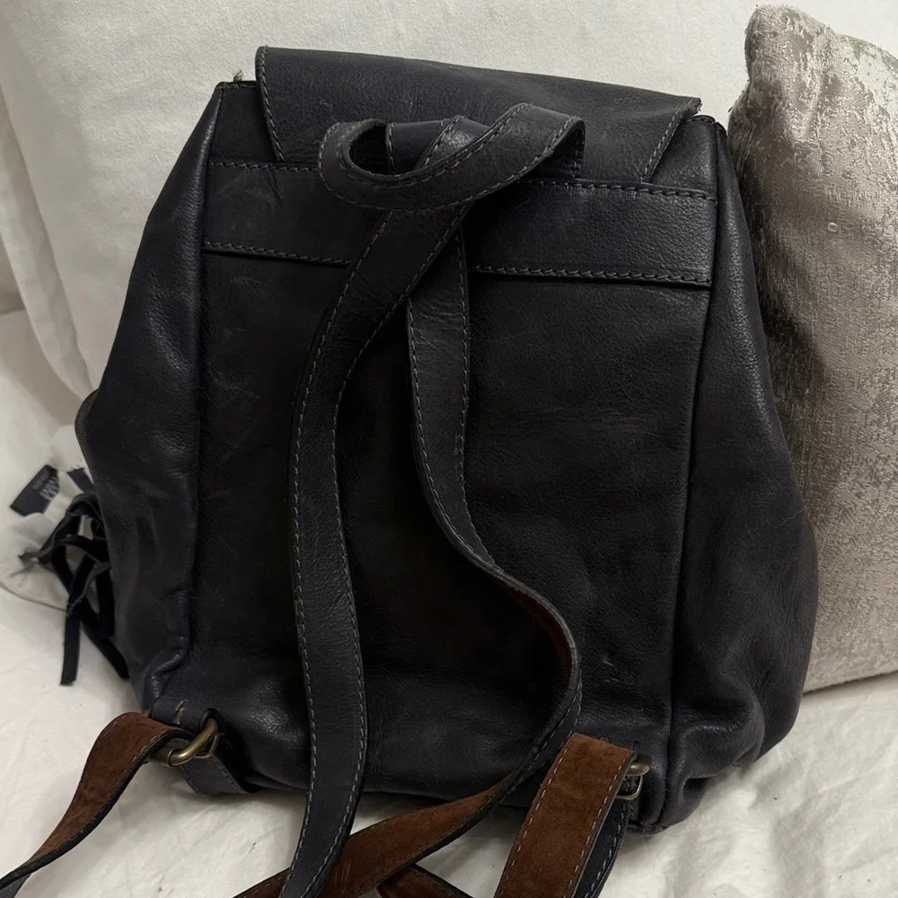 Navy Leather Backpack - Picture 5 of 5